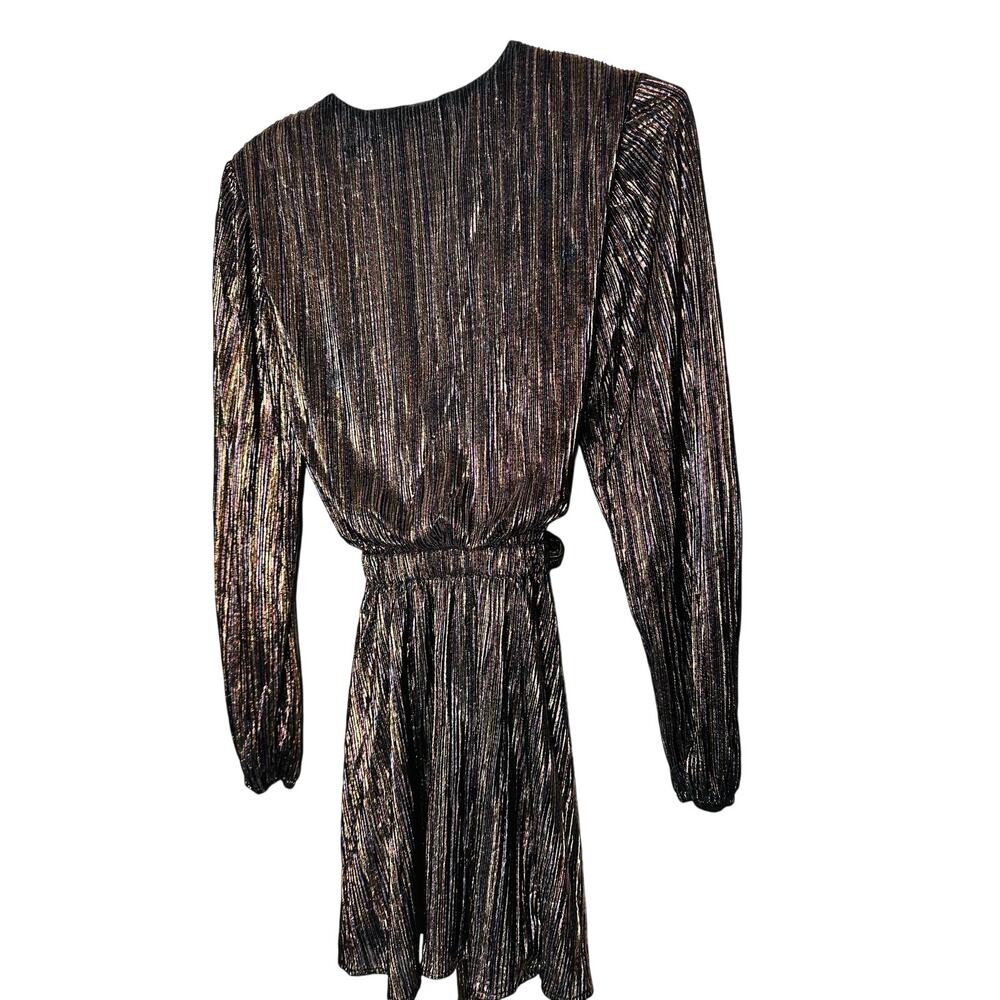 RAMY BROOK Multicolor Metallic A-Line Long Sleeves Elise Vincy Dress Size Small - Picture 9 of 16